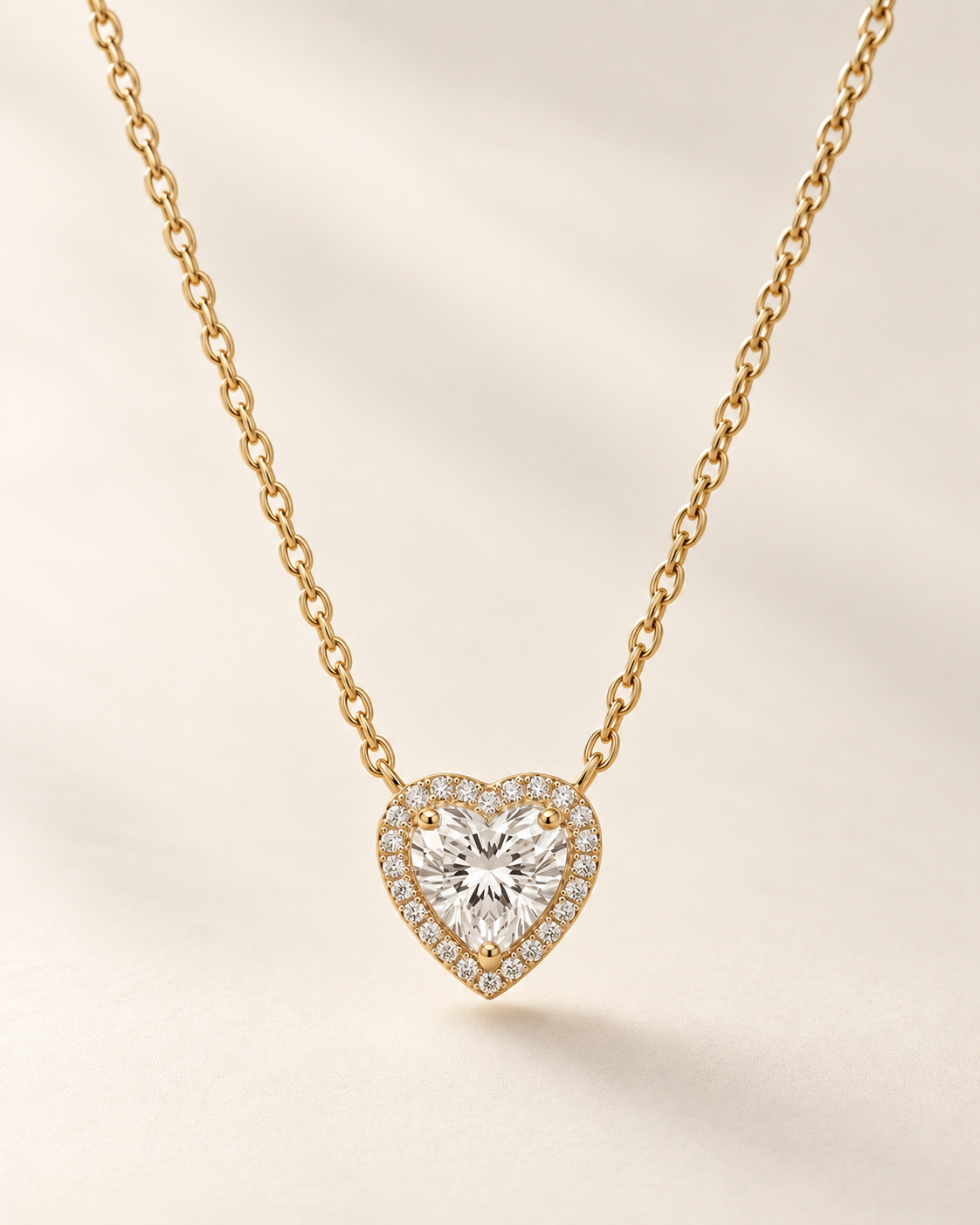 Heart Halo Necklace | Heart Cut 925 Silver Pavé Halo Pendant