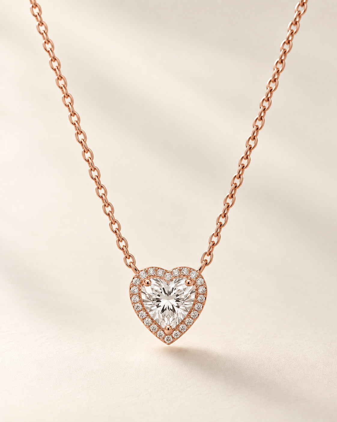 Heart Halo Necklace | Heart Cut 925 Silver Pavé Halo Pendant