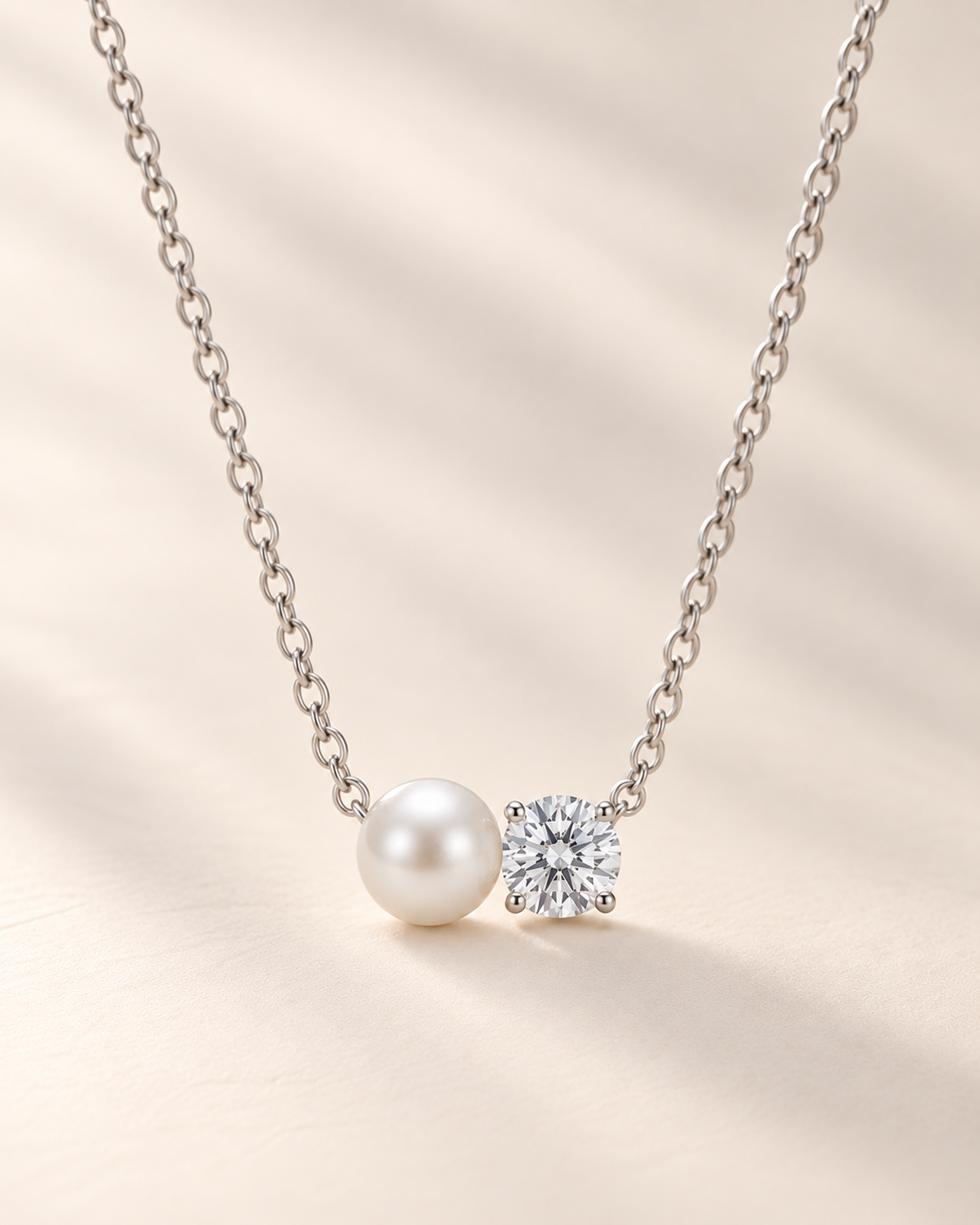 Double Pearl Chain Necklace for Women #color_silver