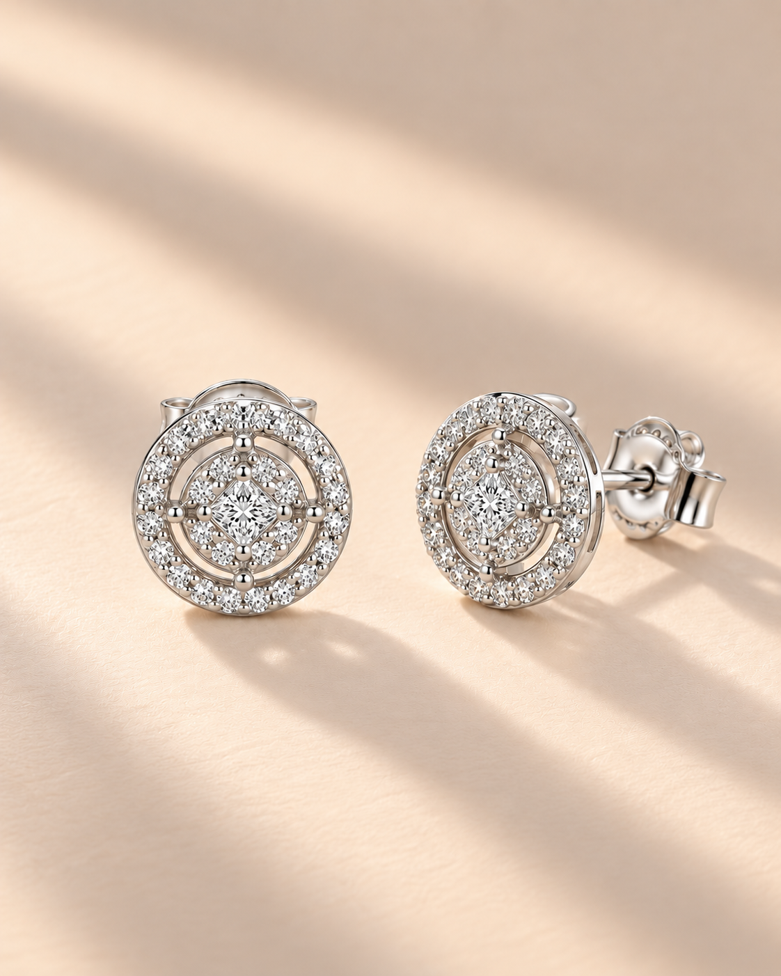 Nova Halo 925 Silver Round Stud Earrings #color_silver