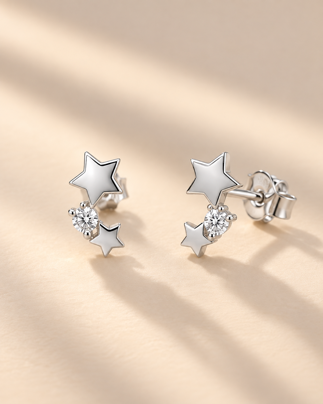 Stella Twin Star Stud Earrings | 925 Silver Star Studs