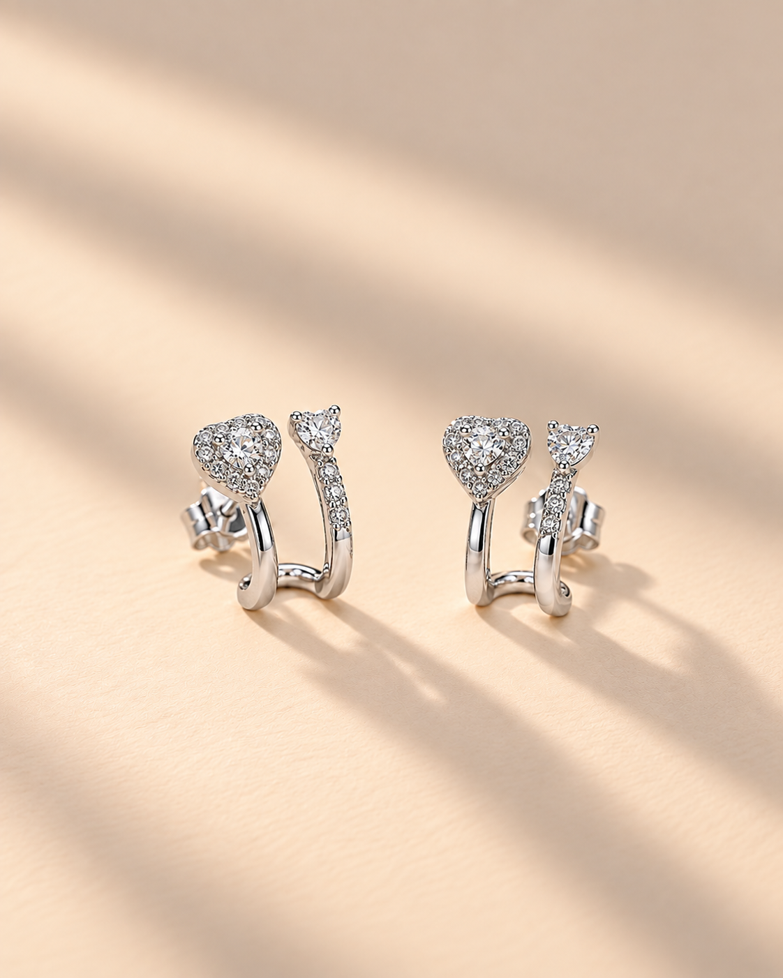 925 Sterling Silver Heart Hoop Earrings for Women