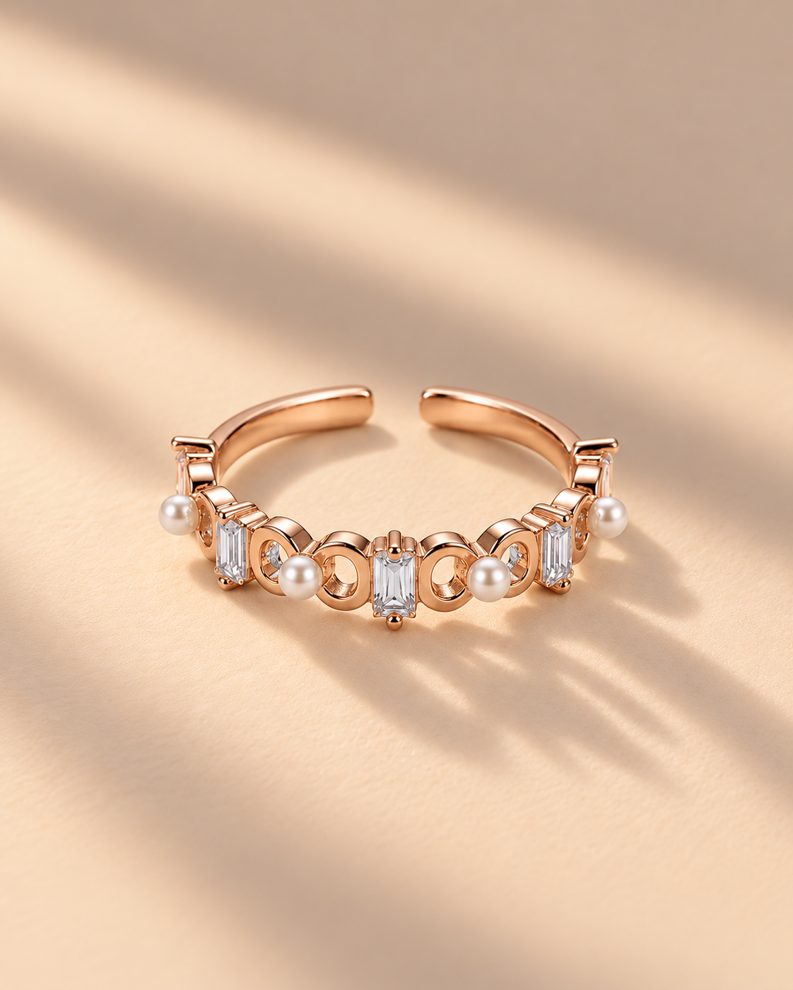 925 Silver Pearl Loop Ring #color_rose gold