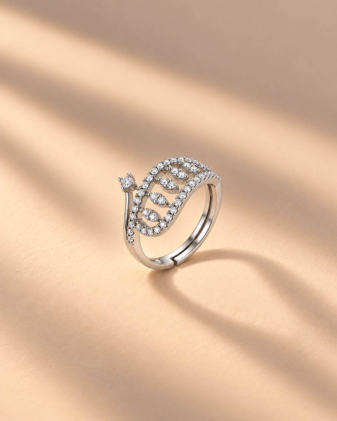 Diamante Arch Ring Crystal Tiara Band Ring for Women #color_silver