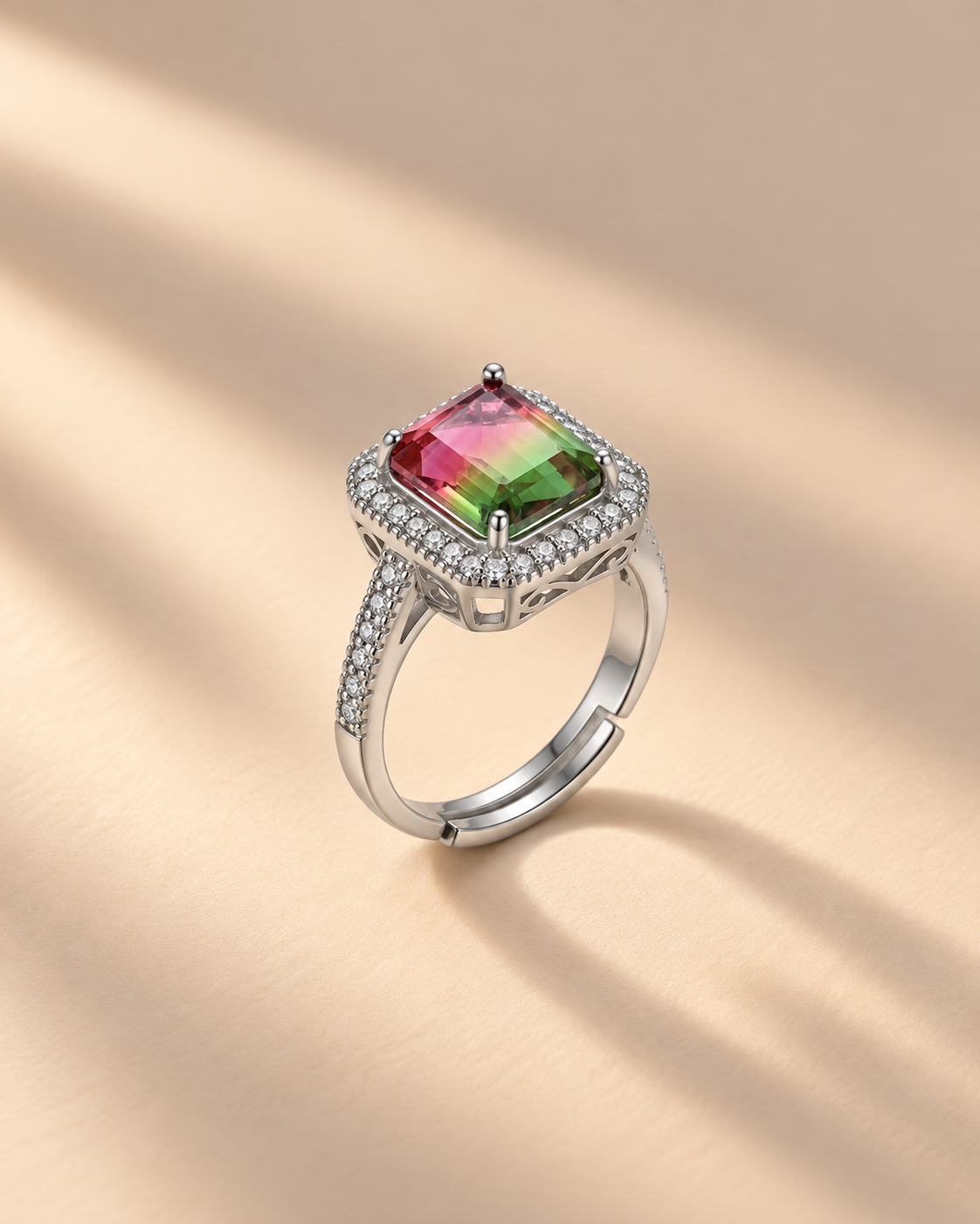 Watermelon Cube 925 Silver Ring #color_silver