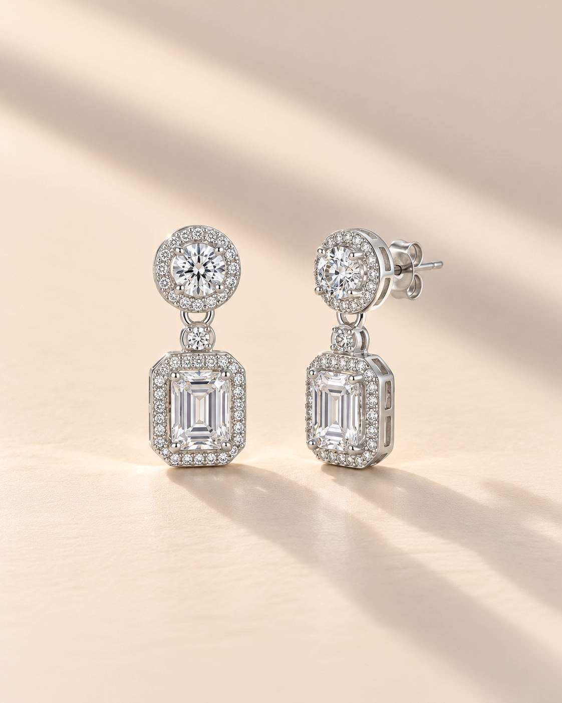Elgin Crescent Halo Drop Earrings
