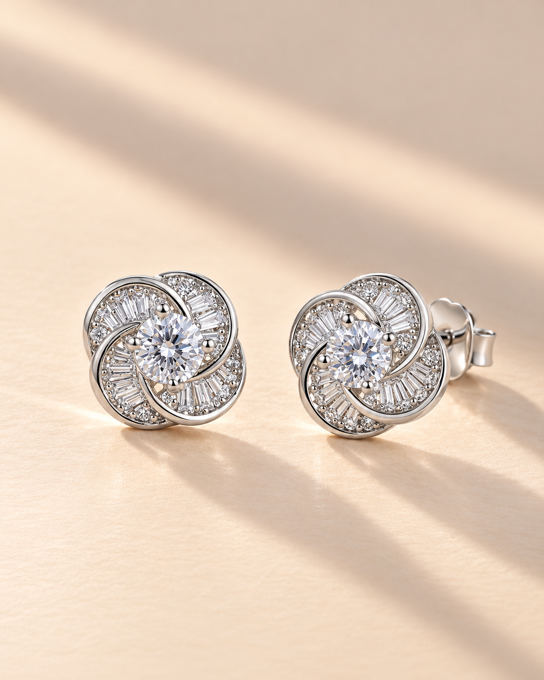 925 Sterling Silver swirl stud earrings #color_silver