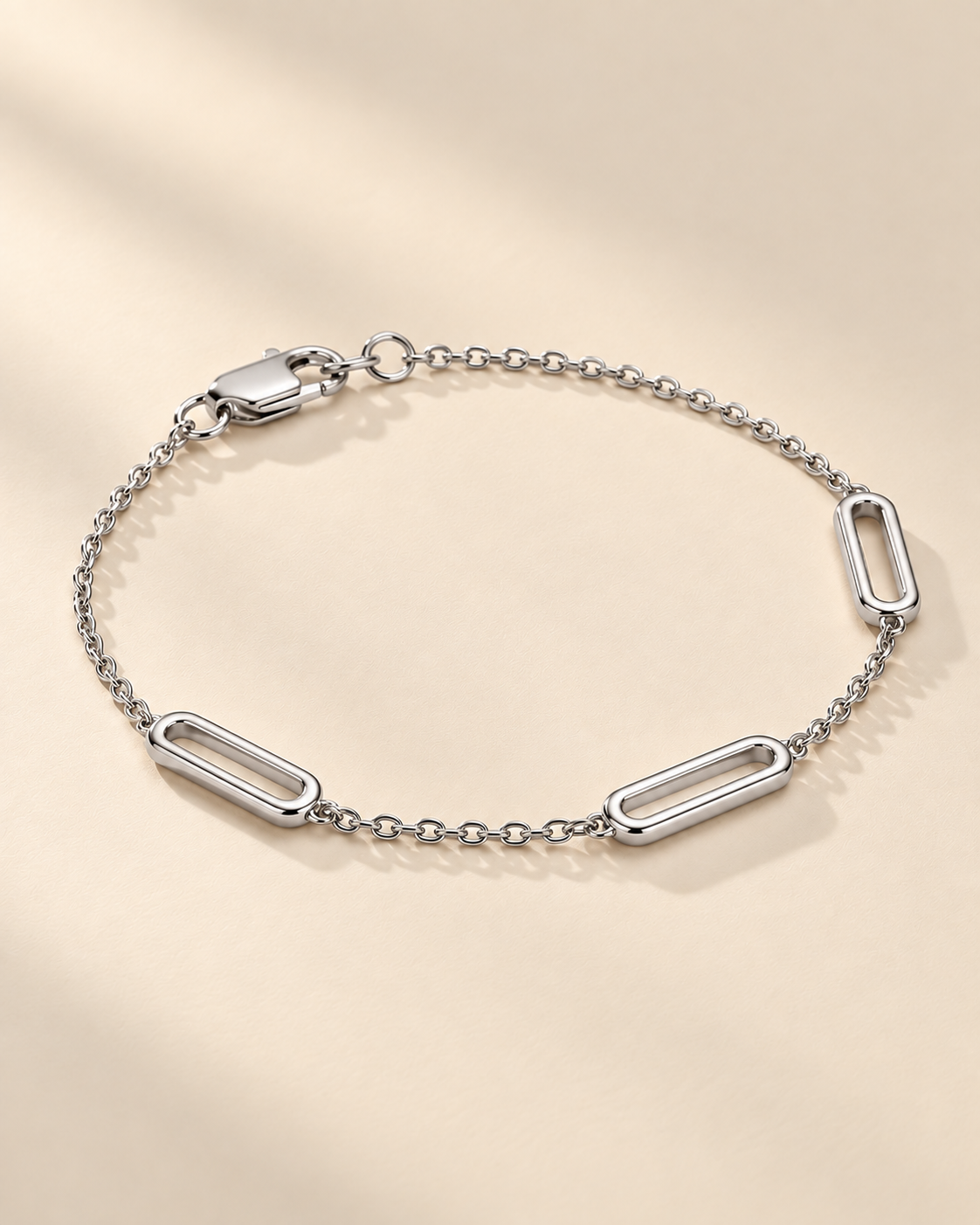 Oval Chain Link Bracelet for Women #color_silver