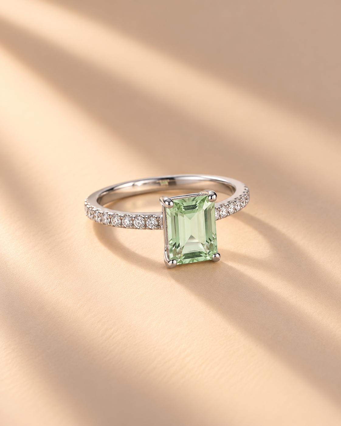Green Ring for Women #color_silver