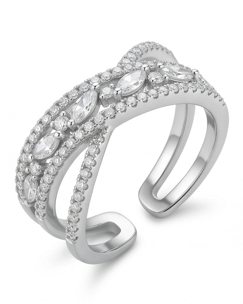 Elegant women’s crossover ring #color_silver