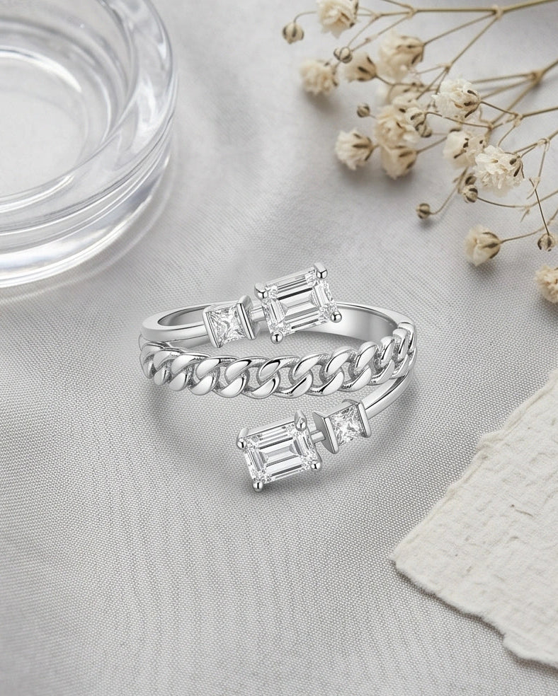Elegant women’s stack ring #color_silver