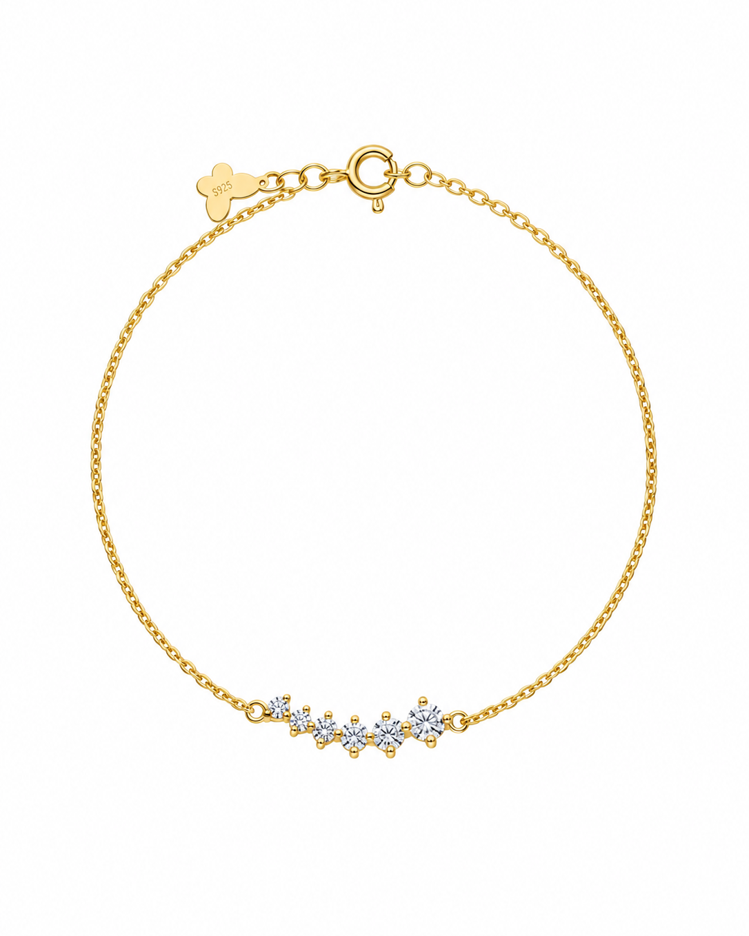 925 Sterling Silver curved bar accent chain bracelet