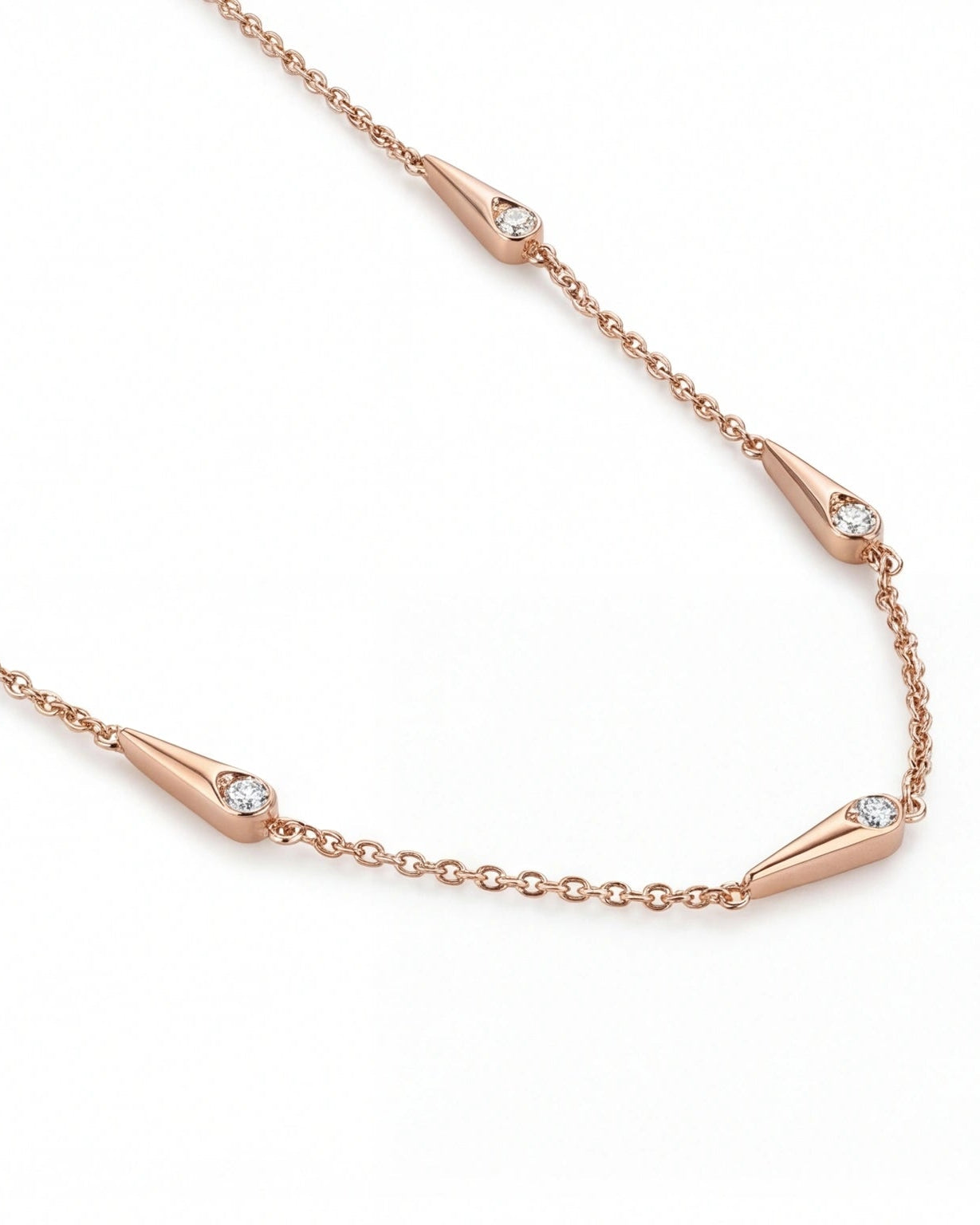 CZ Drop Necklace for Women#color_rose gold