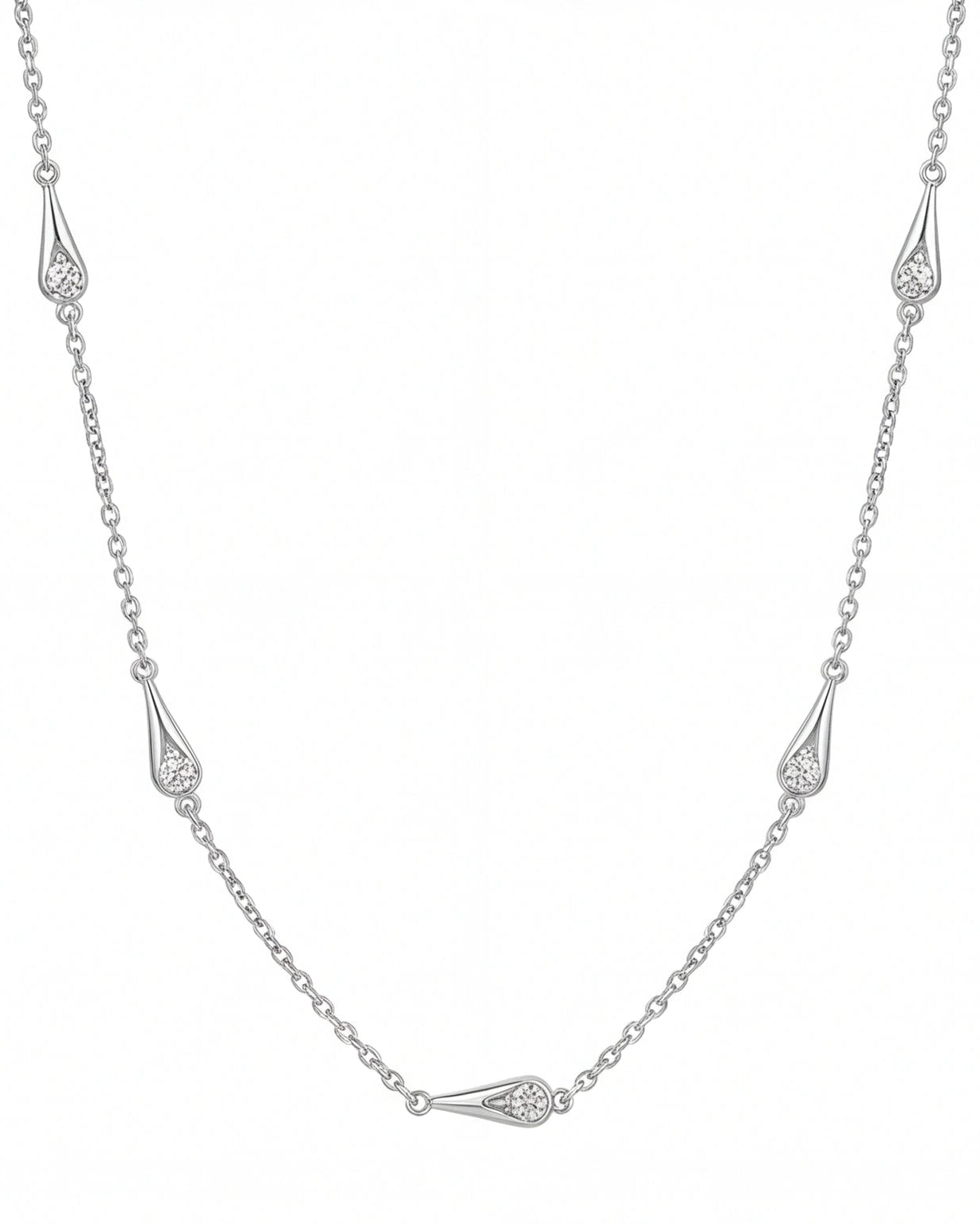 CZ Drop Necklace for Women#color_silver