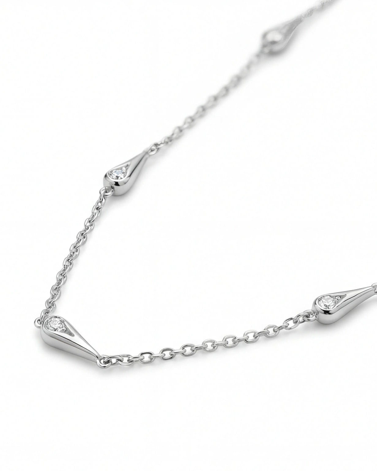CZ Drop Necklace for Women#color_silver