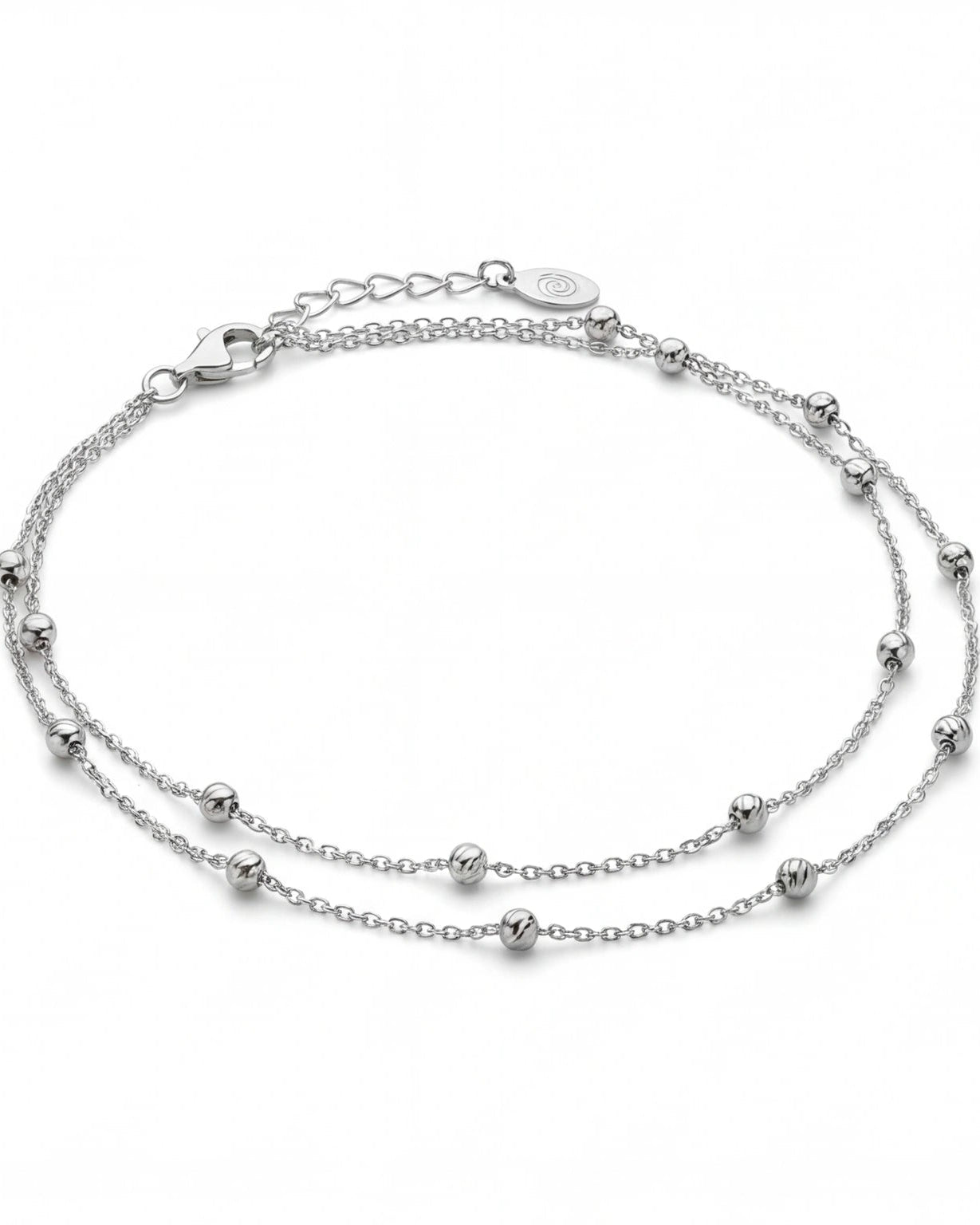 Elegant dual chain anklet #color_silver