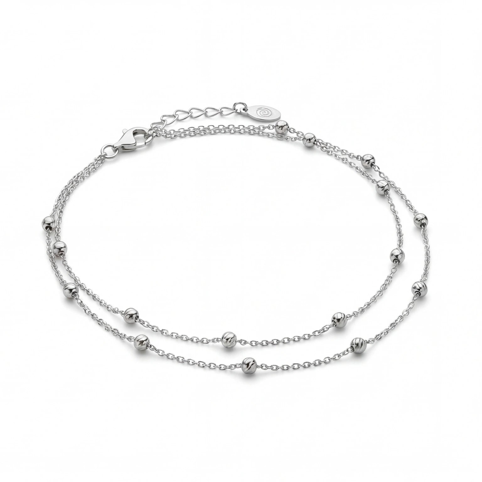 Elegant dual chain anklet #color_silver