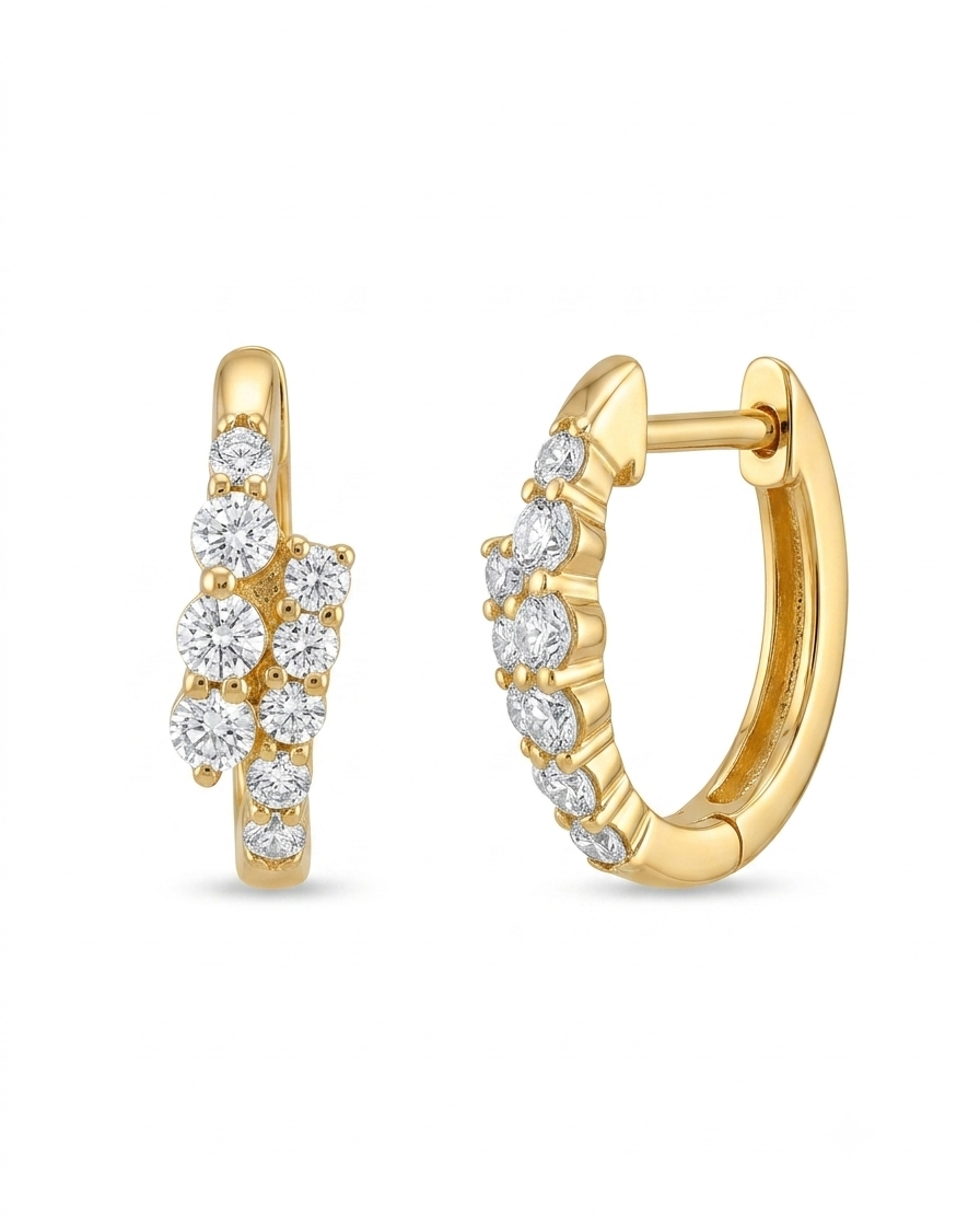 Celeste Cluster Hoop Earrings #color_gold