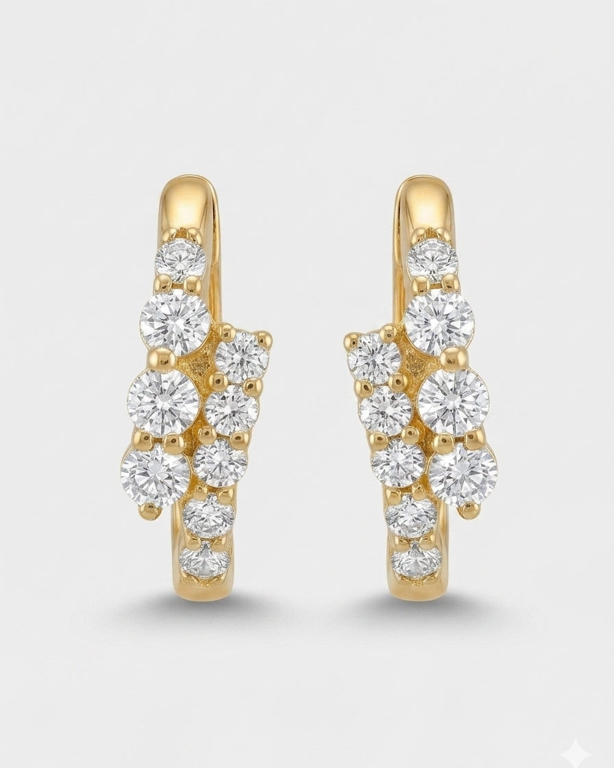 Celeste Cluster Hoop Earrings #color_gold