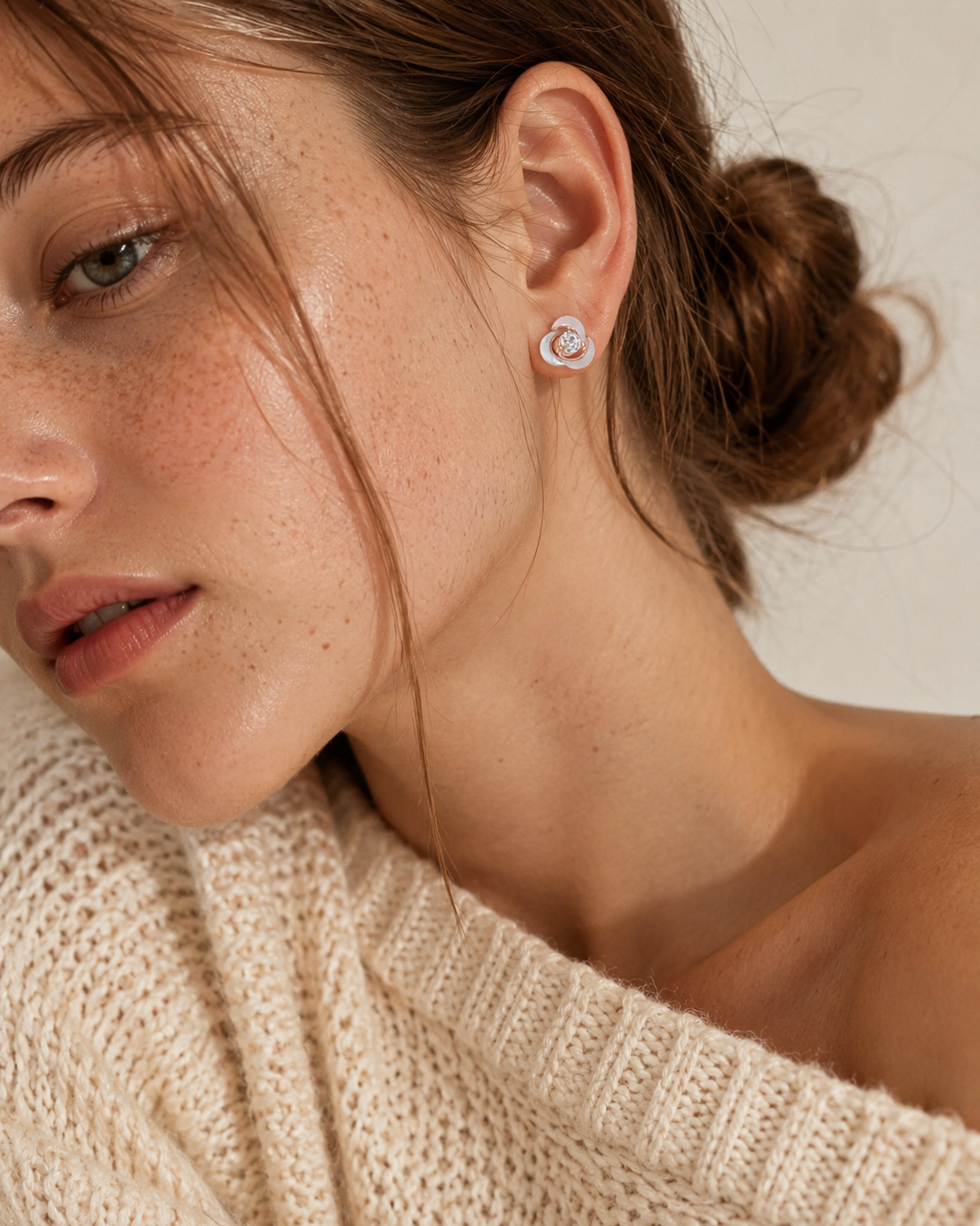 Celeste Swirl Stud Earrings #color_rose gold