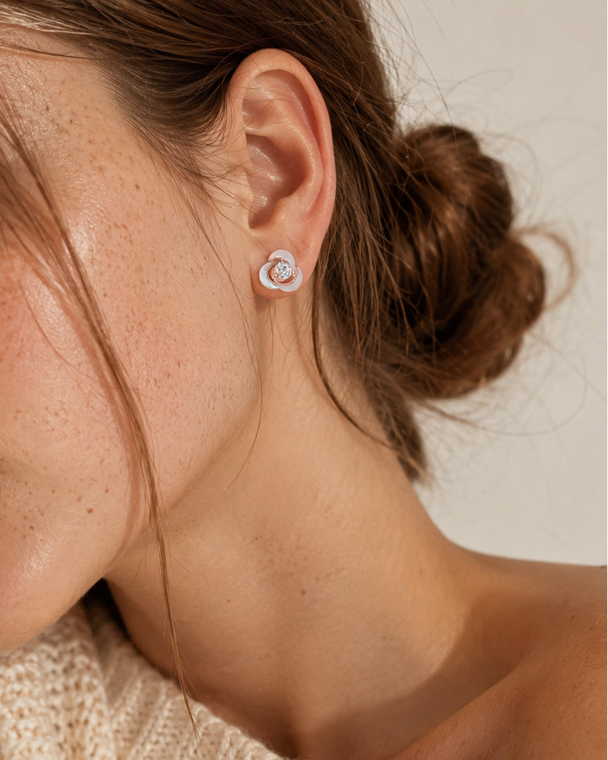 Celeste Swirl Stud Earrings #color_rose gold