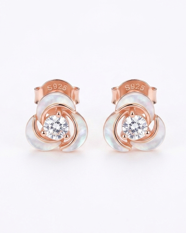 Celeste Swirl Stud Earrings #color_rose gold
