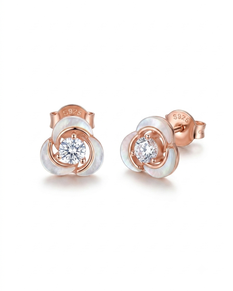 Celeste Swirl Stud Earrings #color_rose gold