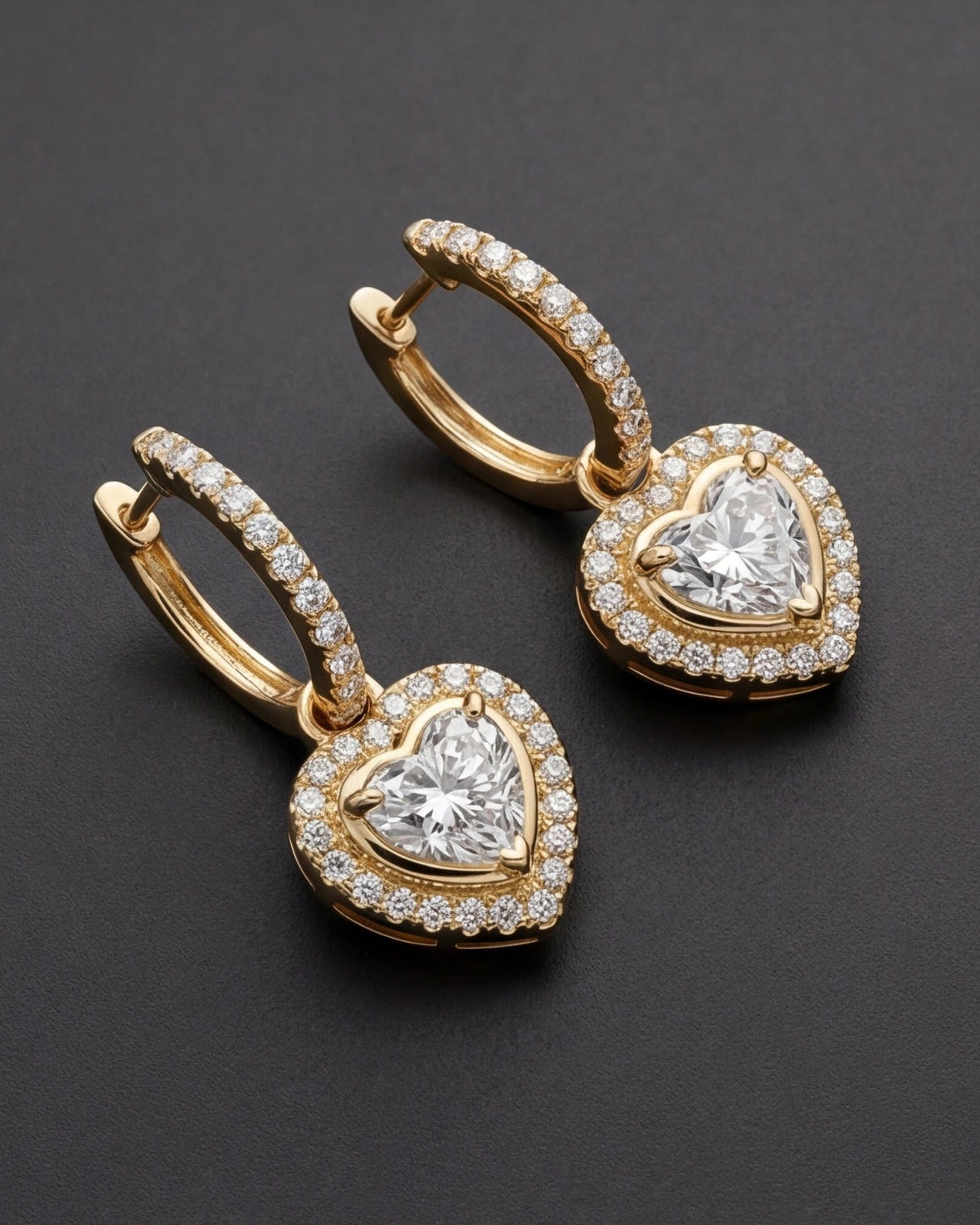 Heart Drop Earrings for Women#color_gold