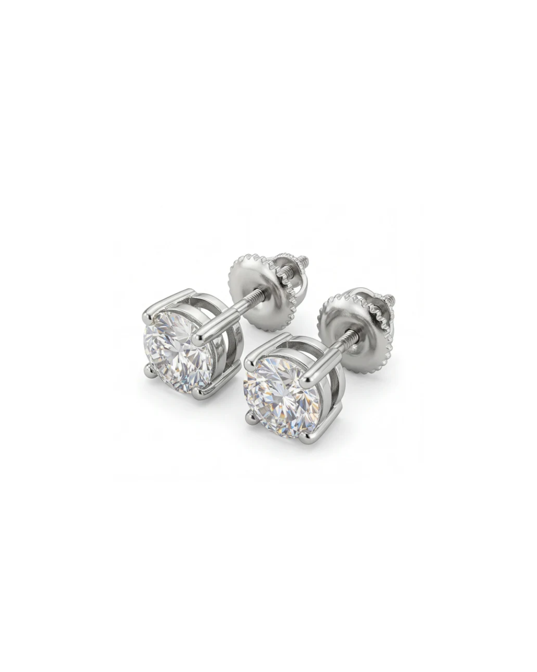 Simple sparkle round stud earrings in CZ color_silver
