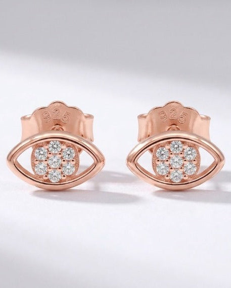 Evil Eye Stud Earrings #color_rose gold