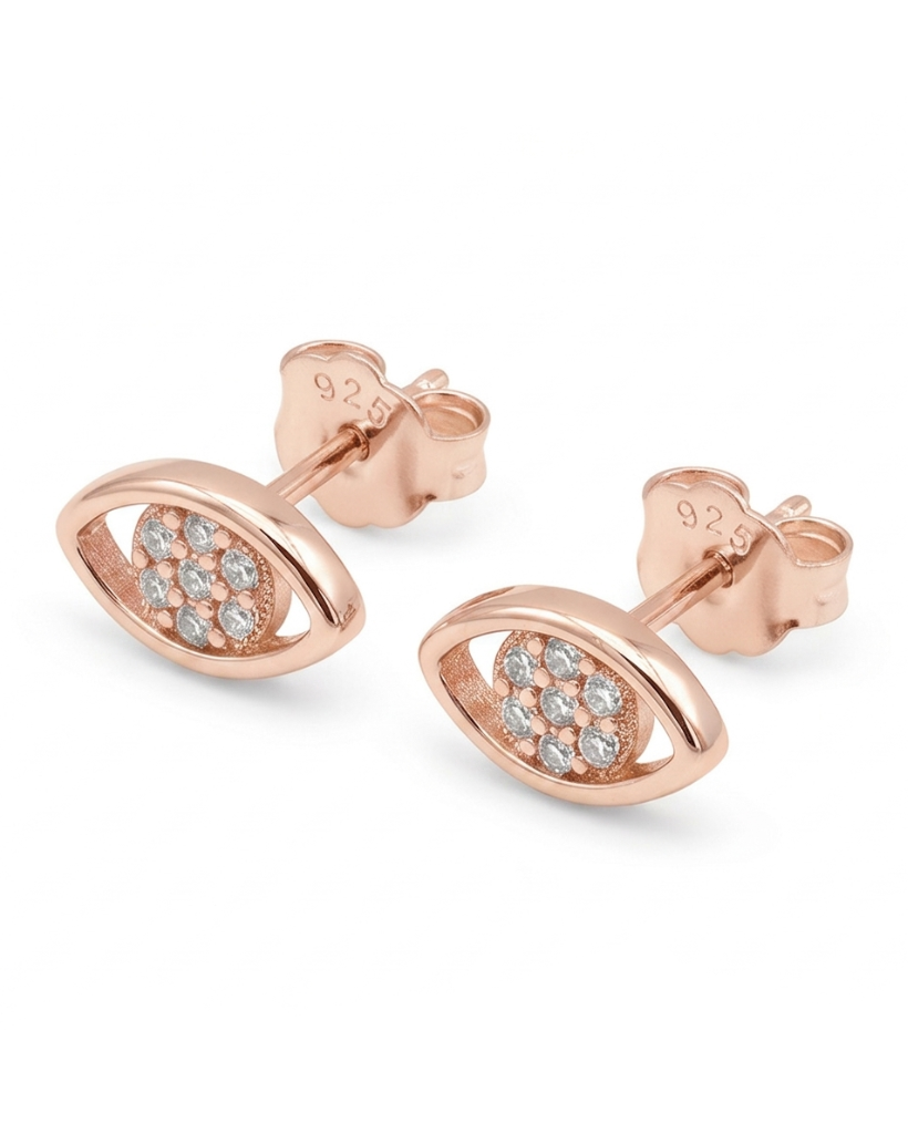 Evil Eye Stud Earrings #color_rose gold