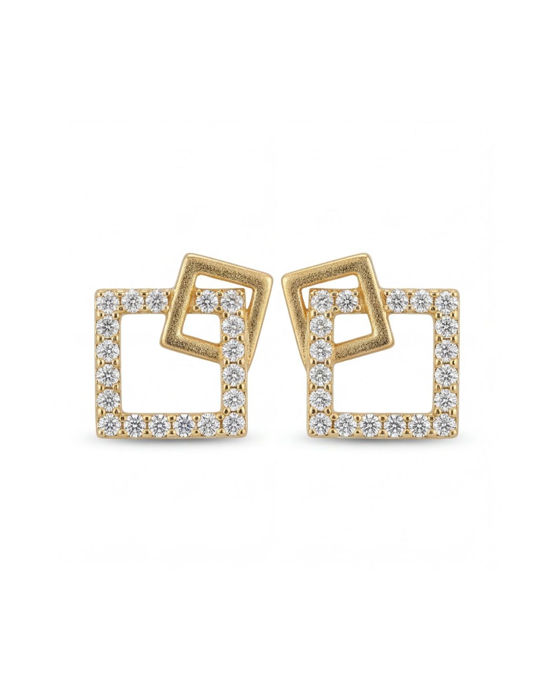 Elegant square CZ studs #color_gold