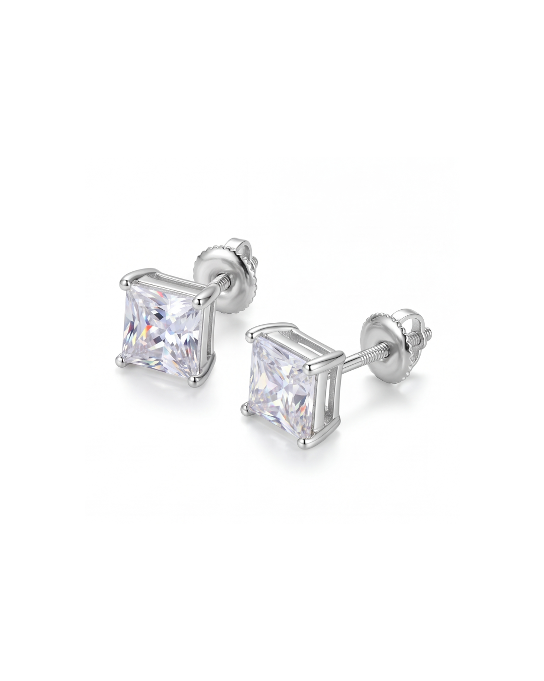 Fitzrovia_Princess_Square_Stud_Earrings #color_silver 
