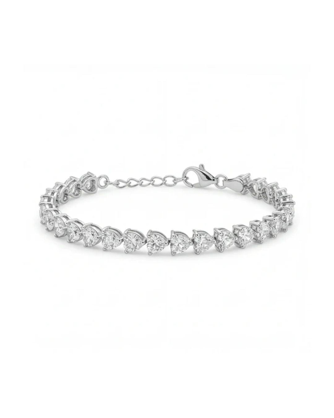 Elegant heart detail tennis bracelet #color_silver