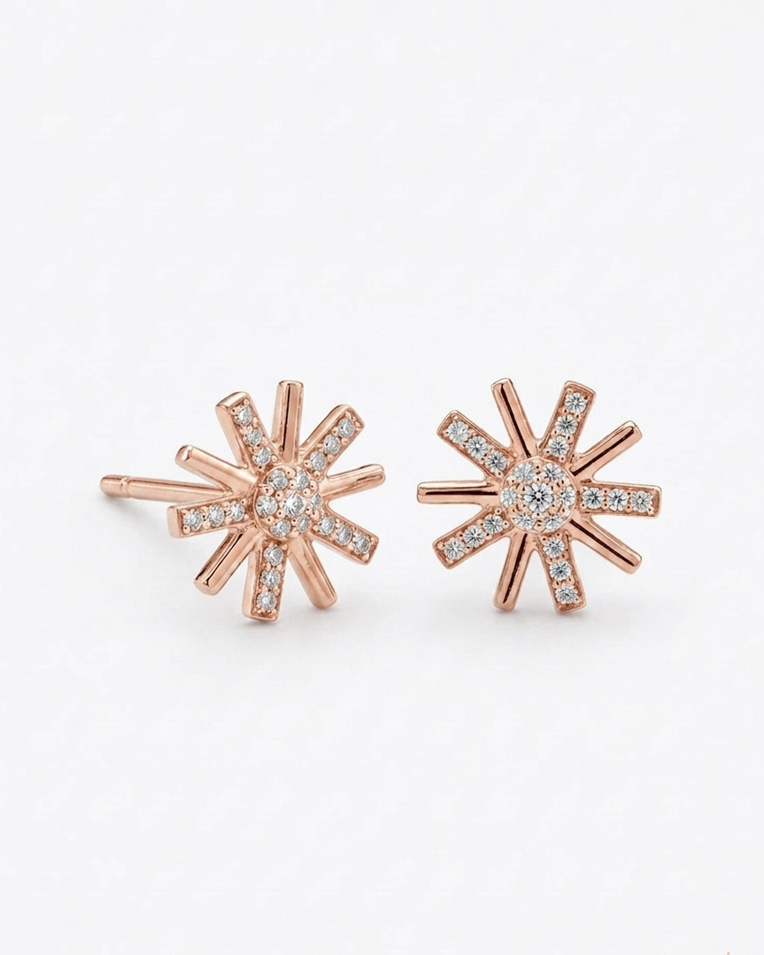 Solara Sunburst Stud Earrings #color_rose gold 