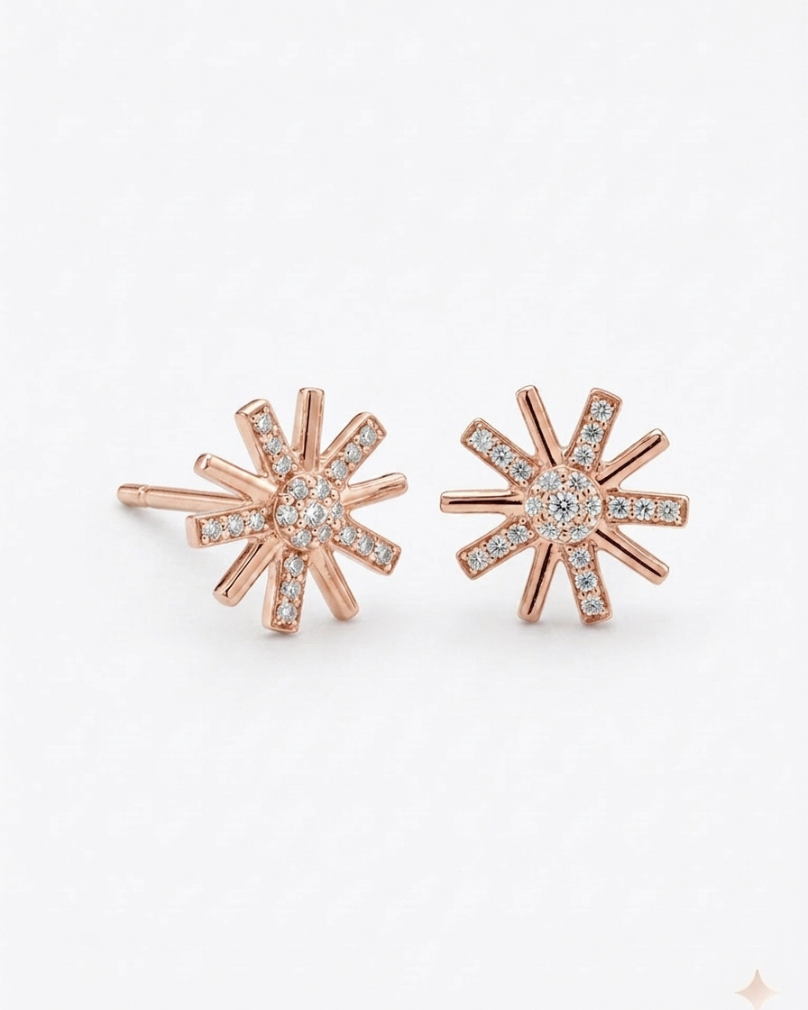 Solara Sunburst CZ Stud Earrings #color_rose gold 