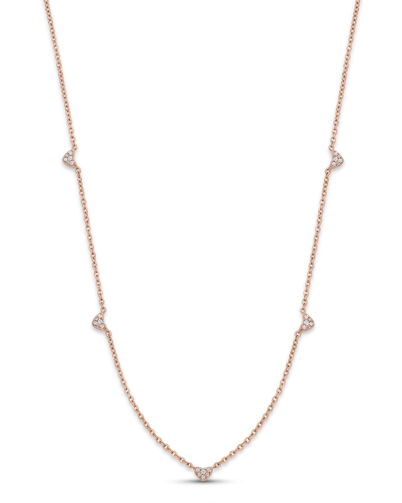 925 Silver Heart Station Necklace #color_rose gold