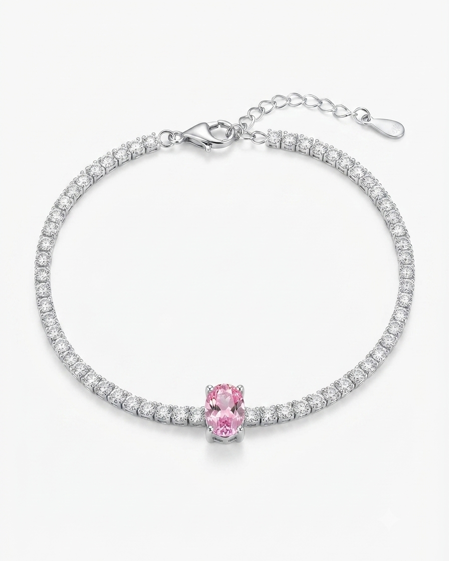 Pink solitaire tennis bracelet