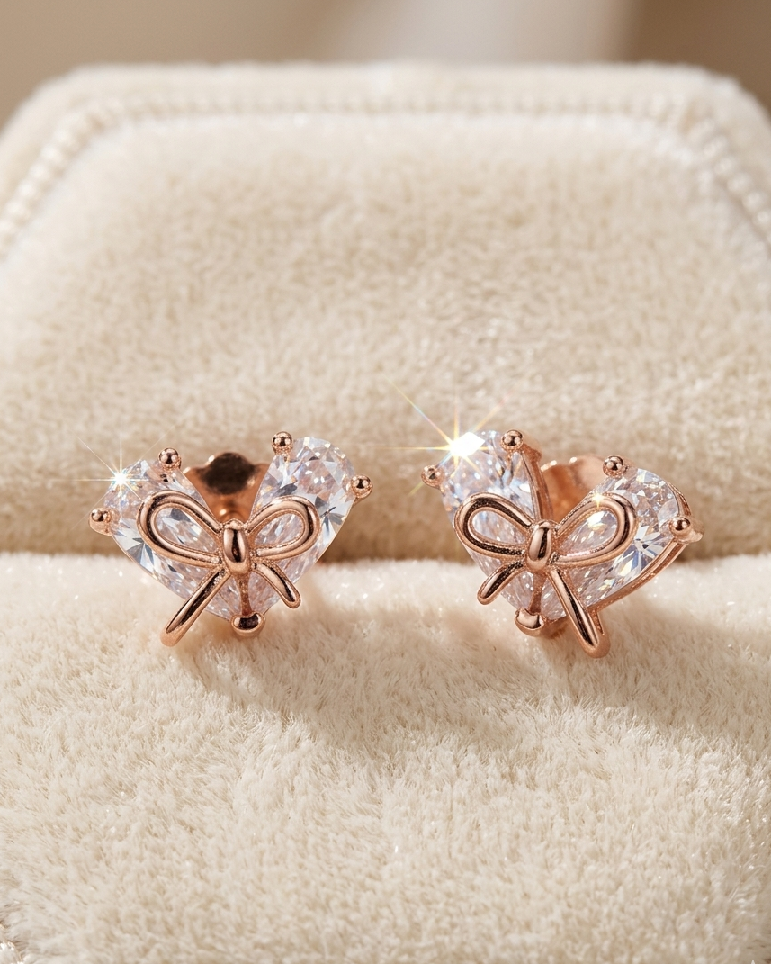 Adeline_Bow_Crystal_Stud_Earrings #color_rose gold 