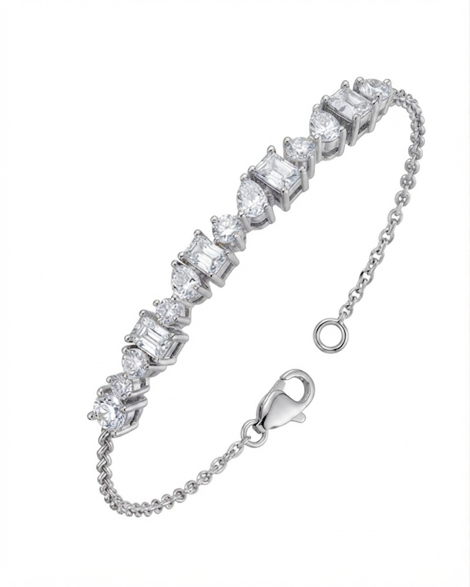  Baguette Chain Bracelet for Women #color_silver