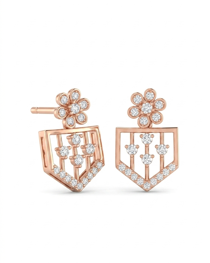 Bloom Haven CZ Drop Earrings #color_rose gold 