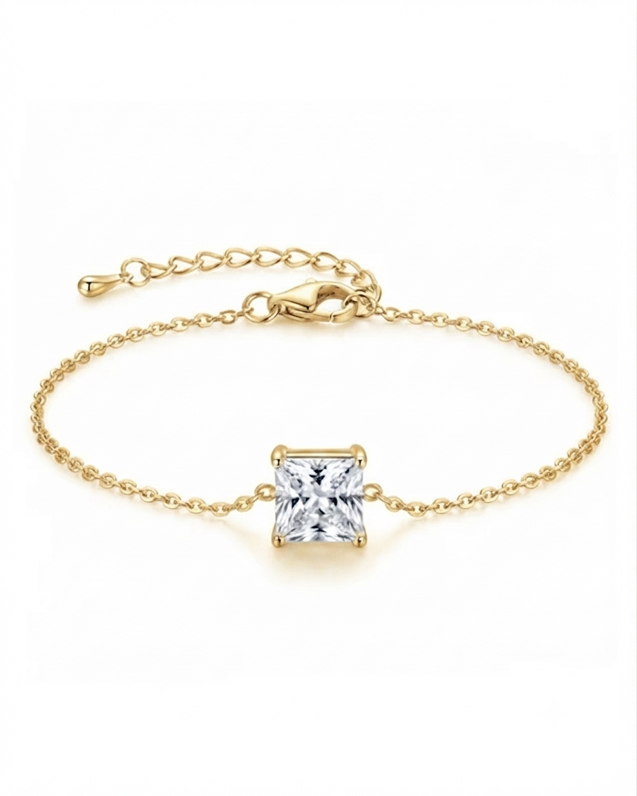Sol Square Bracelet | 925 Silver Square Chain Bracelet