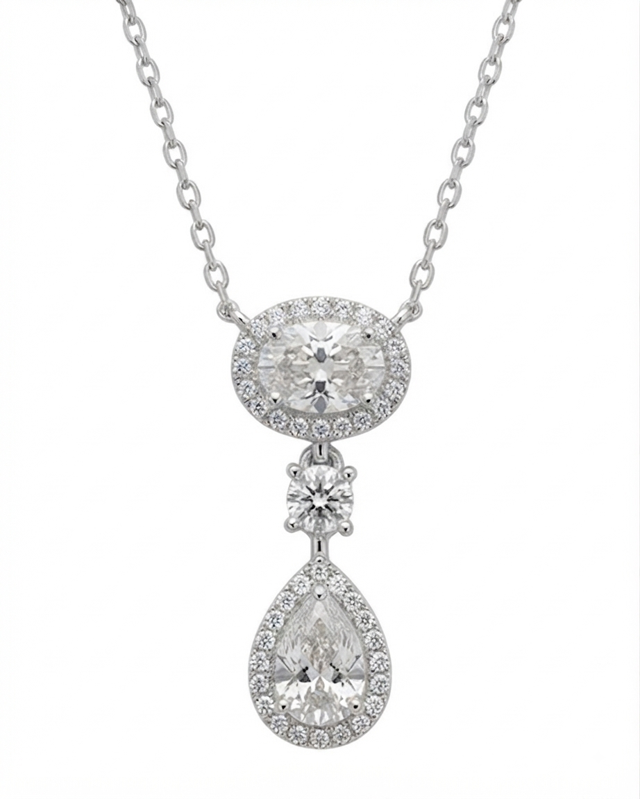 Stone Necklace#color_silver