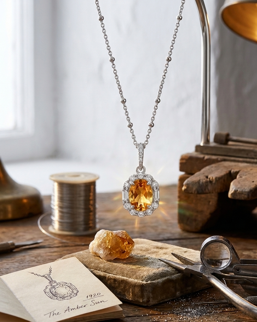 Amelia Golden Pendant – Oval CZ