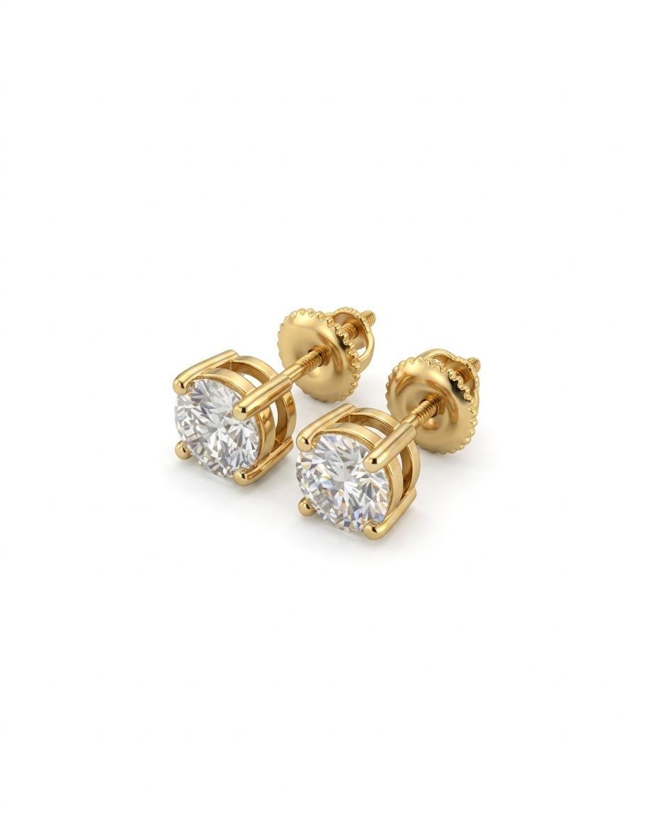 Everyday Stud Earrings – Round CZ Classic Studs