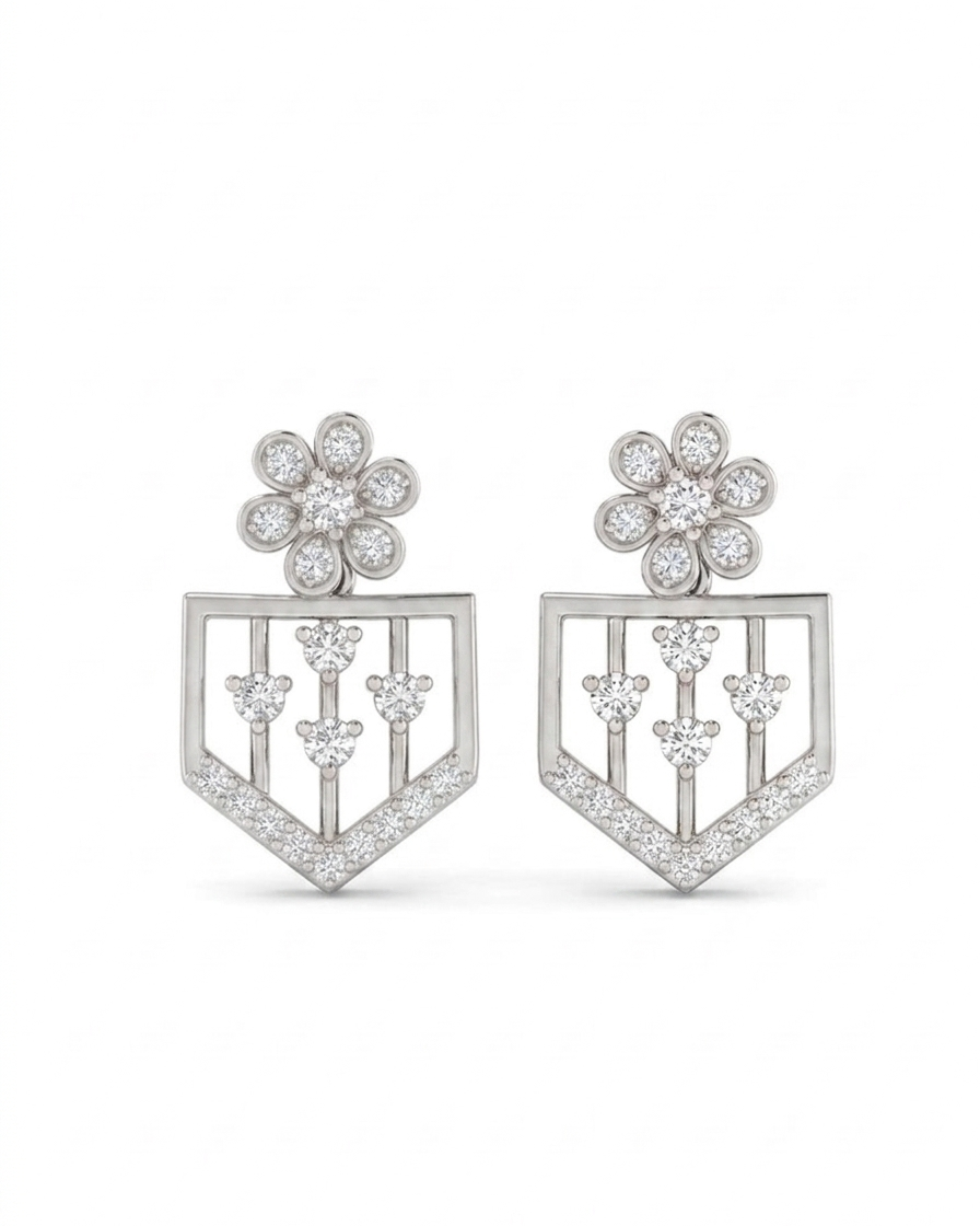 Bloom Haven CZ Drop Earrings #color_silver 