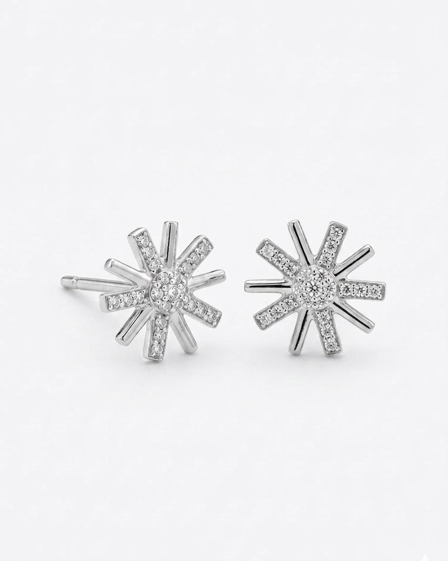 Solara Sunburst Stud Earrings #color_silver