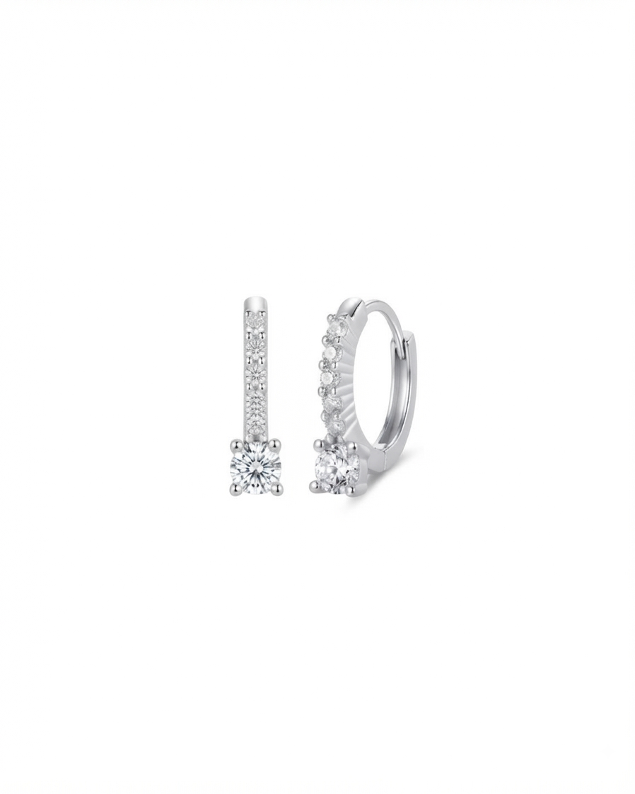Pavé Solitaire Drop Huggie Earrings