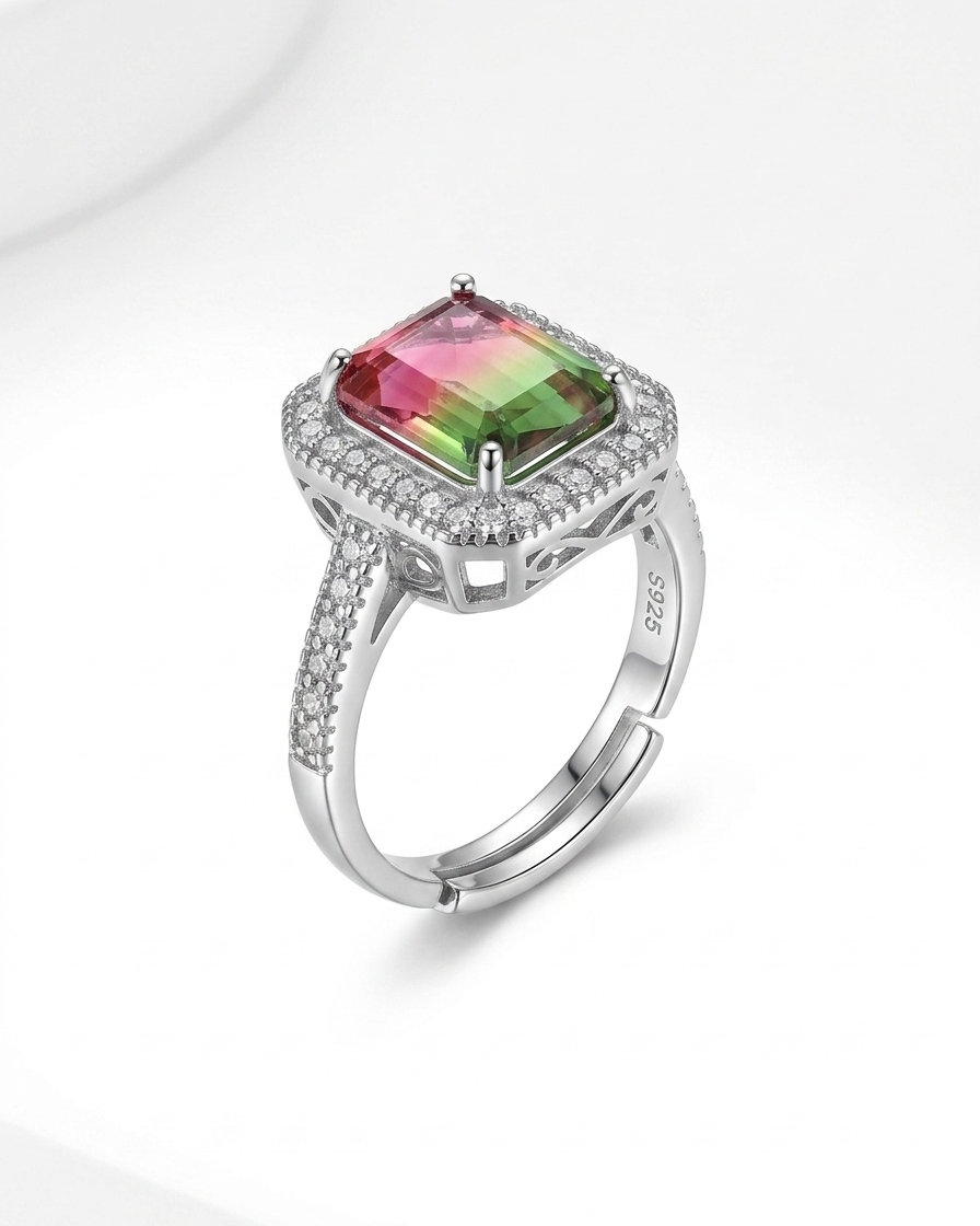 Watermelon Cube 925 Silver Ring #color_silver