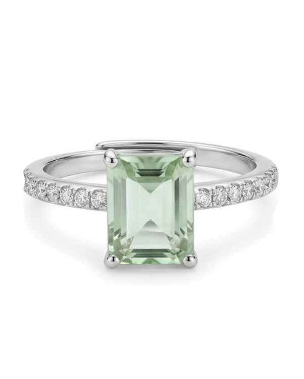 Green CZ Ring for Women#color_silver